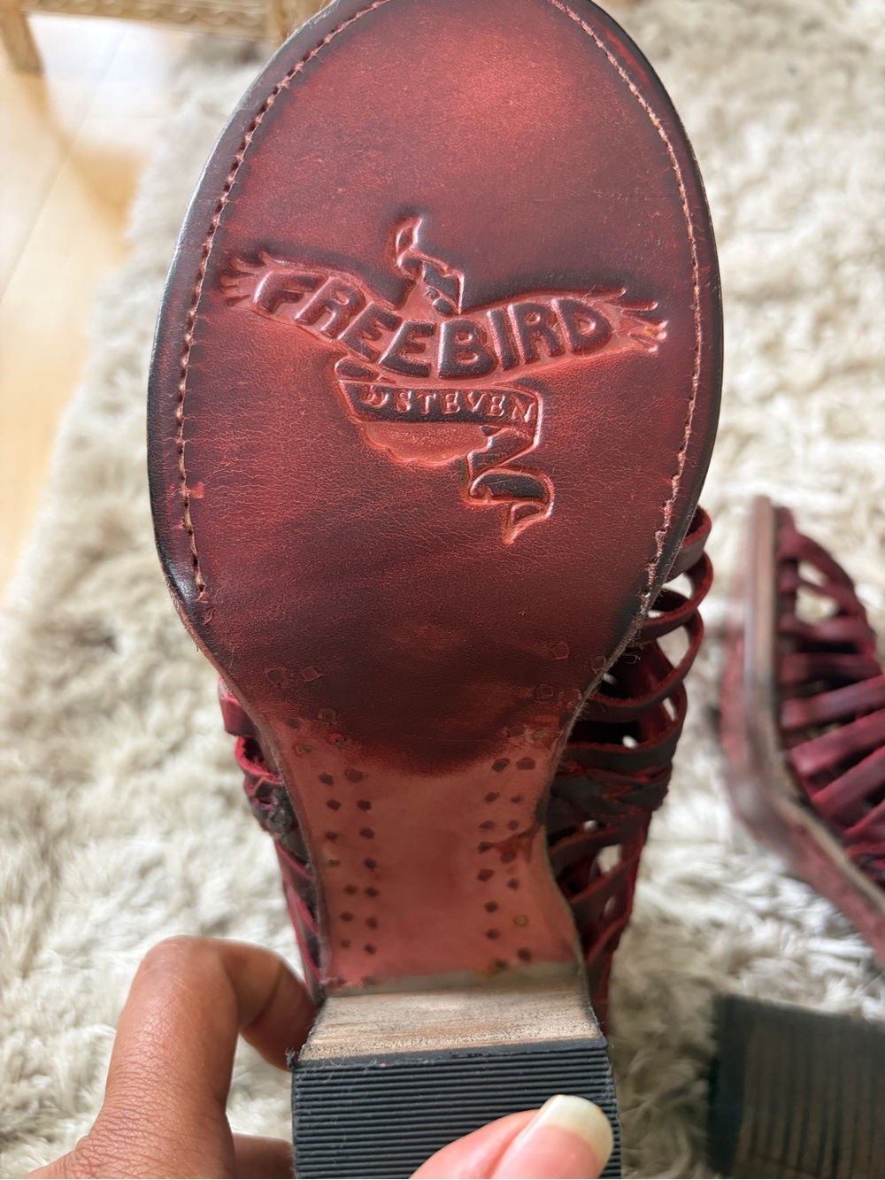 Freebird by Steven Red-Brown Braided Leather Ankle Boots - Picture 8 of 11
